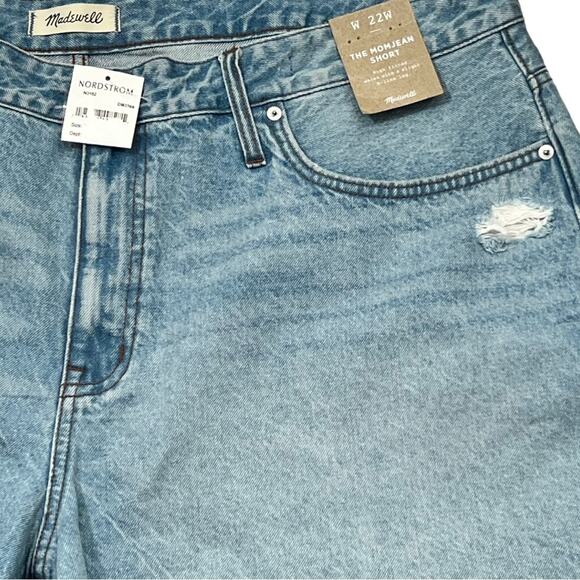 Madewell The Mom Jean Distressed Cutoff Denim Shorts Size 22W - Picture 3 of 5